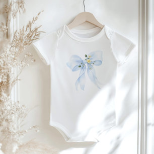 Baby in Bloom Floral Blue bow Baby Dusche Strampler