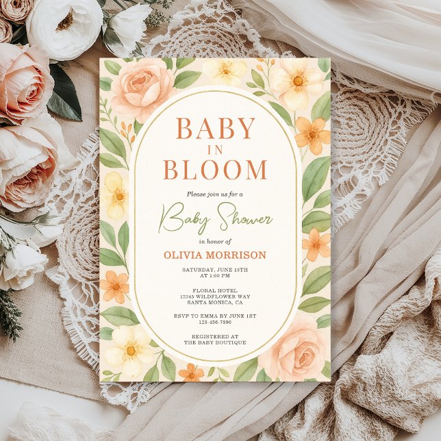 Baby in Bloom Floral Botanical Baby Shower Einladung (Von Creator hochgeladen)