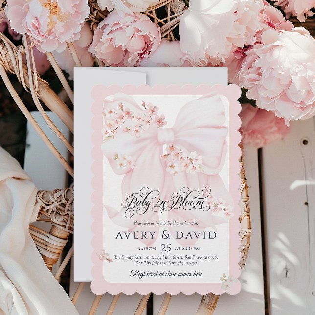 Baby in Bloom Floral Bow Spring Girl Baby Dusche Einladung (Von Creator hochgeladen)
