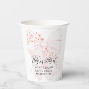 Baby in Bloom Floral Bow Spring Girl Baby Dusche Pappbecher