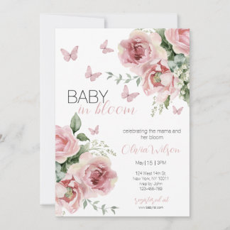Baby in Bloom Floral & Butterfly Baby Shower  Invi Einladung