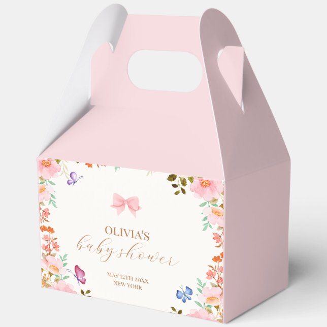 Baby in Bloom Floral Butterfly Bow Baby Dusche Geschenkschachtel (Rückseite)