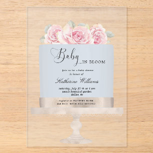 Baby in Bloom Floral Cake Babydusche Acryleinladungen