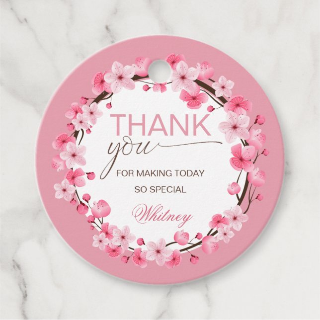 Baby in Bloom Floral Cherry Blossom Geschenkanhänger (Vorderseite)