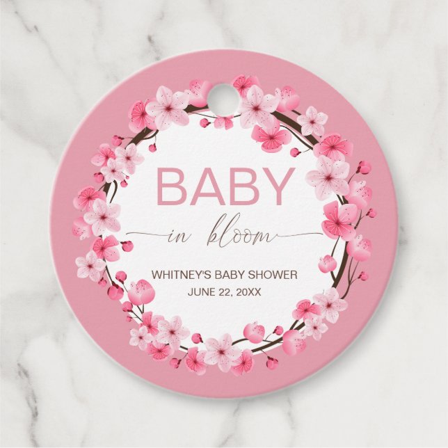 Baby in Bloom Floral Cherry Blossom Geschenkanhänger (Vorderseite)