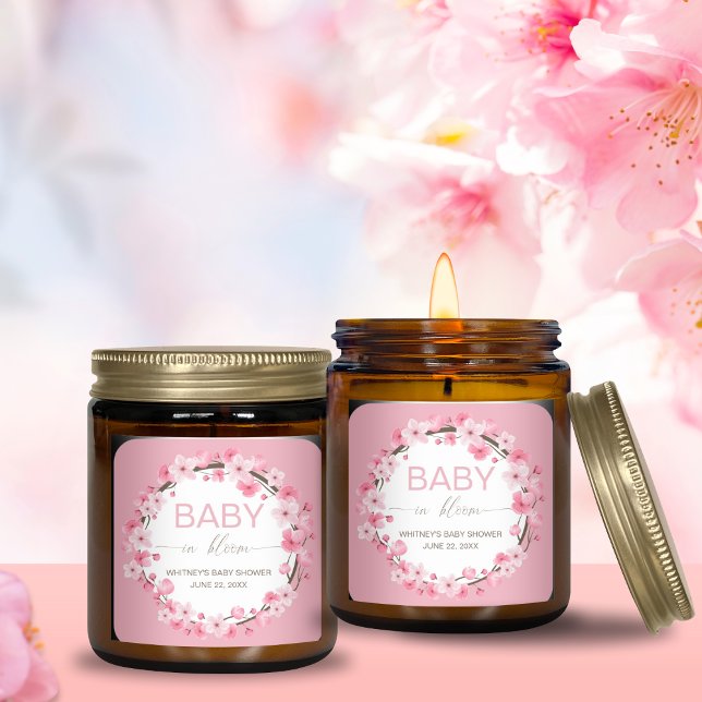 Baby in Bloom Floral Cherry Blossom Quadratischer Aufkleber (Von Creator hochgeladen)