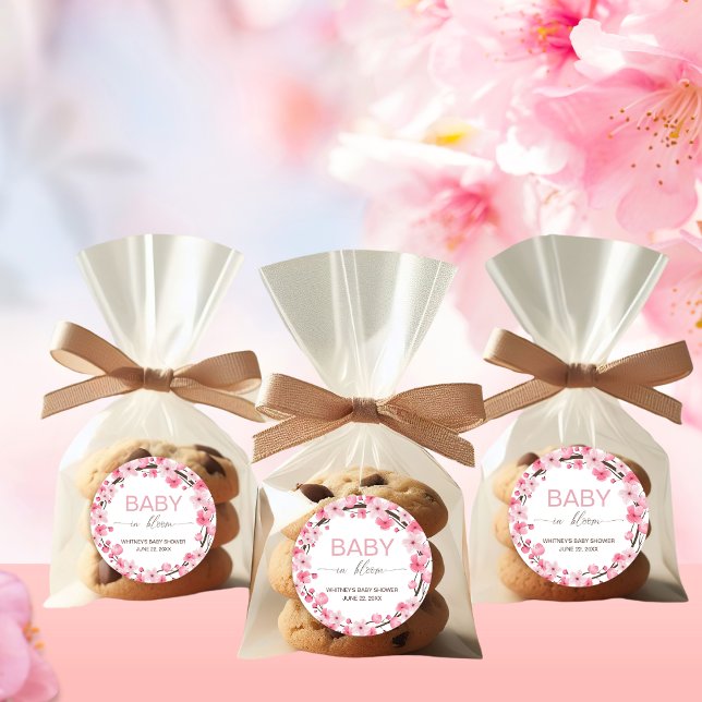 Baby in Bloom Floral Cherry Blossom Runder Aufkleber (Von Creator hochgeladen)