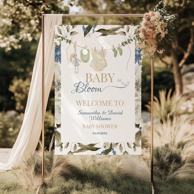 Baby in Bloom Floral Clothesline Baby Shower Poster (Von Creator hochgeladen)