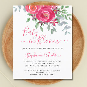 Baby in Bloom Floral Couples Kinderdusche Postkart Einladungspostkarte