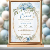 Baby in Bloom Floral Elegant Blue Boy Baby Dusche