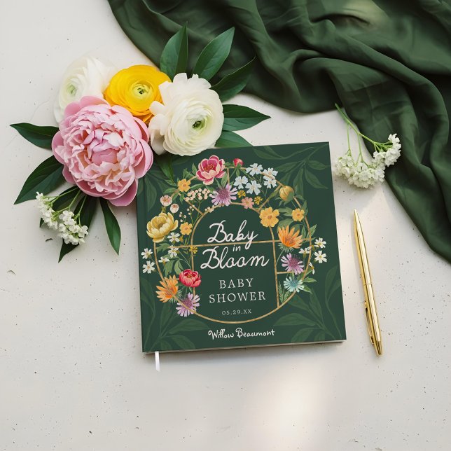 Baby in Bloom Floral Garden Greenhouse Baby Dusche Gästebuch (Baby in Bloom Floral Garden Greenhouse Baby Shower Guest Book)