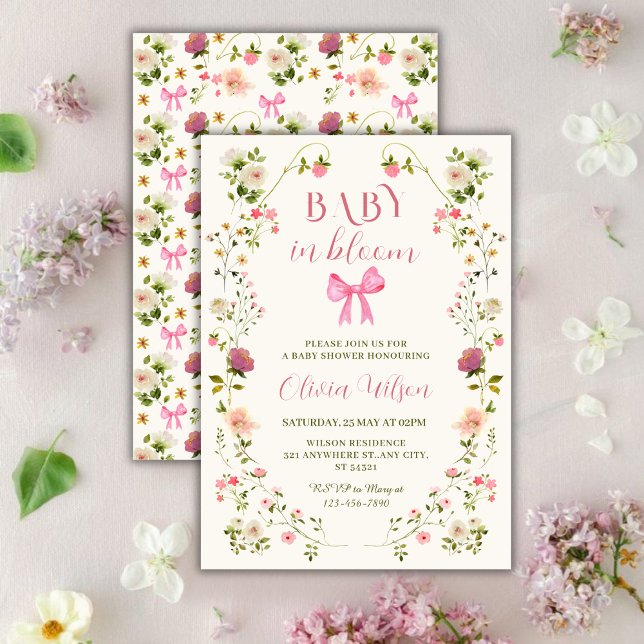 Baby in Bloom Floral girl Baby Shower Einladung (Von Creator hochgeladen)