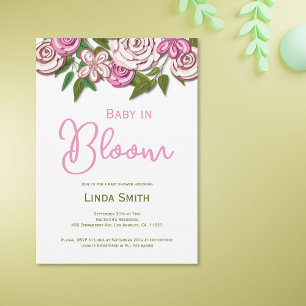 Baby in Bloom Floral Girl Kinderdusche Einladung