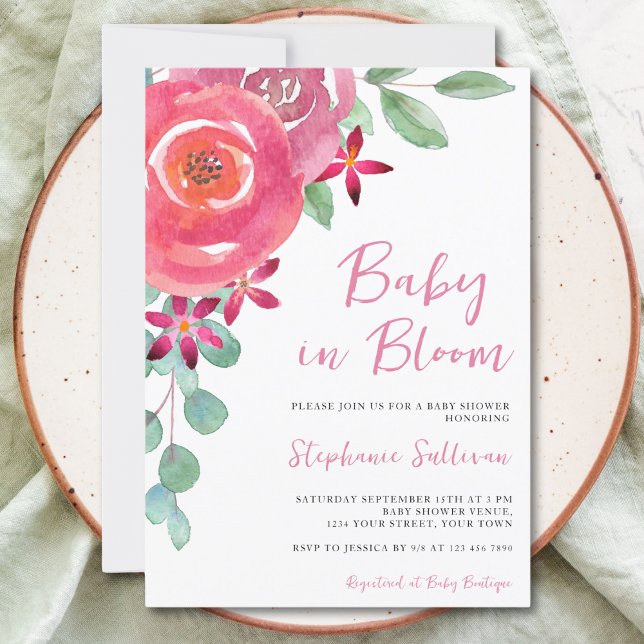 Baby in Bloom Floral Girl's Baby Dusche Einladung (Von Creator hochgeladen)
