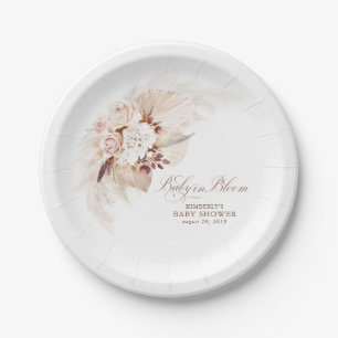 Baby in Bloom Floral Pampas Grass Baby Dusche Pappteller