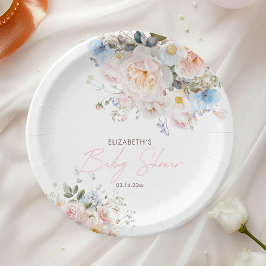 Baby in Bloom Floral Pink Babydusche Pappteller