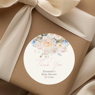 Baby in Bloom Floral Pink Babydusche Runder Aufkleber