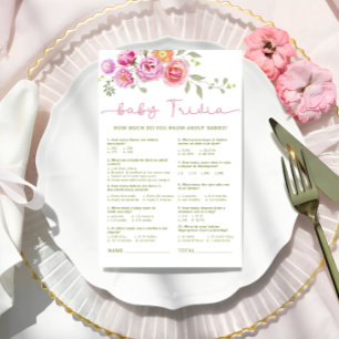 Baby in Bloom Floral Pink Bow Baby Trivia Spiel