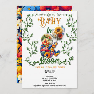 Baby in Bloom Floral Vine Leaf Babydusche Einladung