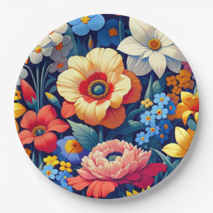 Baby in Bloom Floral Vine Leaf Babydusche Pappteller