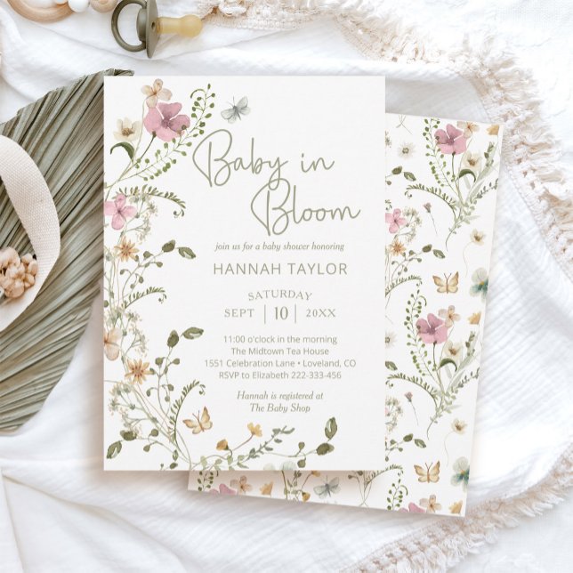 Baby in Bloom Floral Wildblume Babydusche Einladung (baby in bloom spring wildflower invitation)