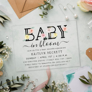 Baby In Bloom Florale Babyparty-Einladung Acryleinladungen