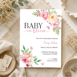 Baby in Bloom Florale Babyparty-Einladung Einladung