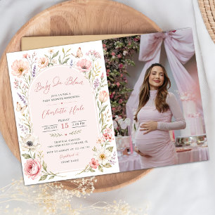 Baby In Bloom Florale Babyparty-Foto Einladung
