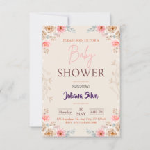 Baby In Bloom Florale Boho Babyparty-Einladung