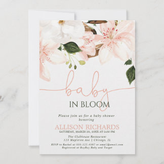Baby in Bloom florale Lilien Mädchen-Baby-Party Einladung