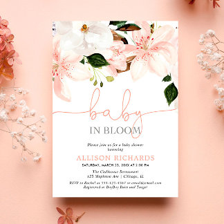 Baby in Bloom florale Lilien Mädchen-Baby-Party Einladung