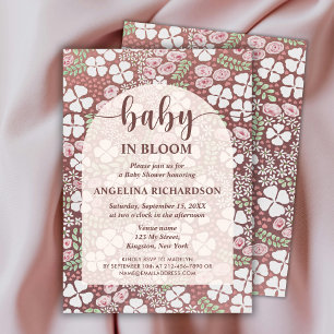 Baby In Bloom Floraler Bogen Braun Baby Mädchen Sh Einladung