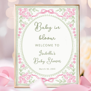 Baby in Bloom Florales  Babyshower-Willkommen  Poster