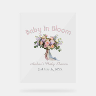 Baby in Bloom Florales Bouquet Baby Shower Retro R Acrylschild