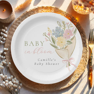 Baby in Bloom Florales Mädchen-Baby-Shower Pappteller