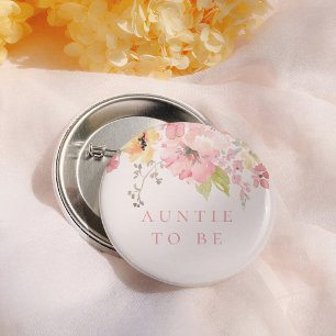 Baby in Bloom Florales Mädchen Baby Shower Tante i Button
