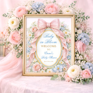 Baby in Bloom Florales Rosa Baby Shower Willkommen Poster
