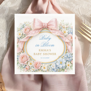 Baby in Bloom Florales Rosa Schleifen Mädchen Baby Serviette