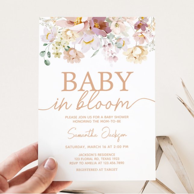 Baby in Bloom Florals Baby Dusche Einladung (Spring Wildflower Baby Shower Invitation)