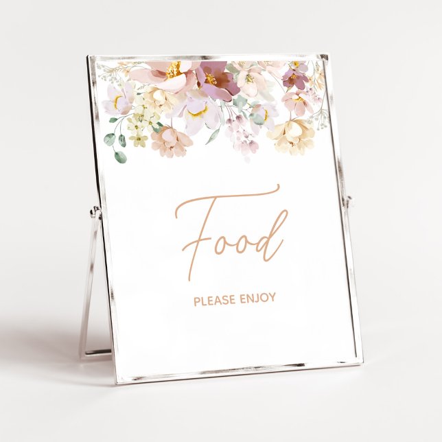 Baby in Bloom Florals Baby Dusche Ernährung Poster (Spring Wildflower Baby Shower Food Sign)