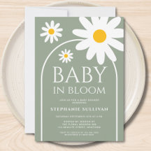 Baby in Bloom Gänseblümchen Salbeigrüne Babyparty