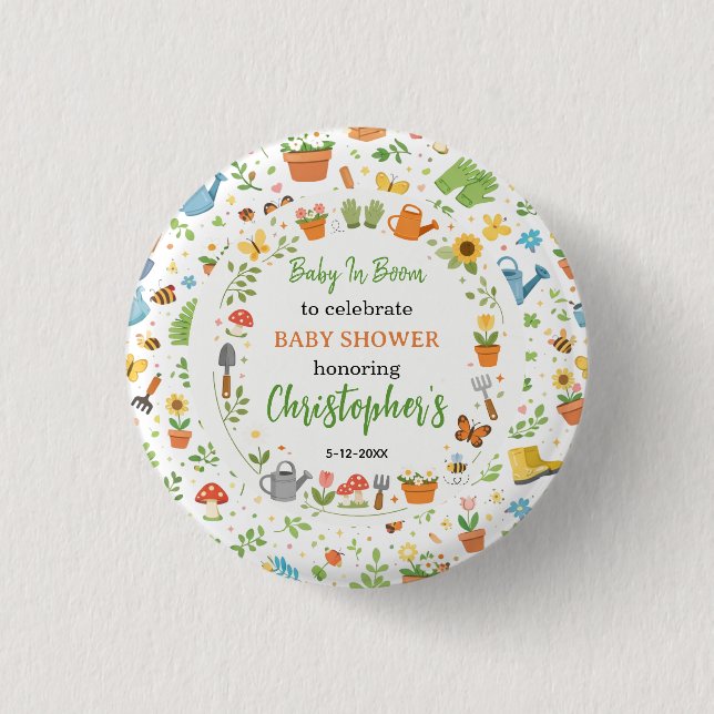 Baby in Bloom Garden Baby Shower | Cute Floral  Button (Vorderseite)
