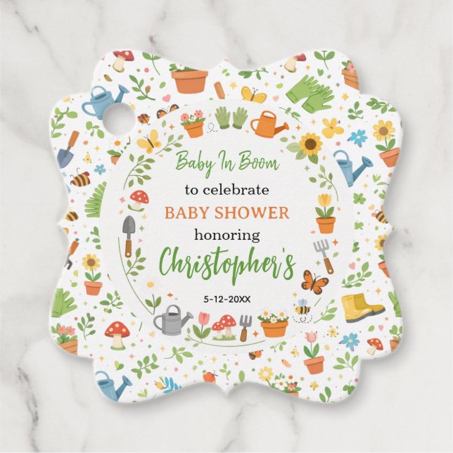 Baby in Bloom Garden Baby Shower | Cute Floral  Geschenkanhänger (Vorderseite)