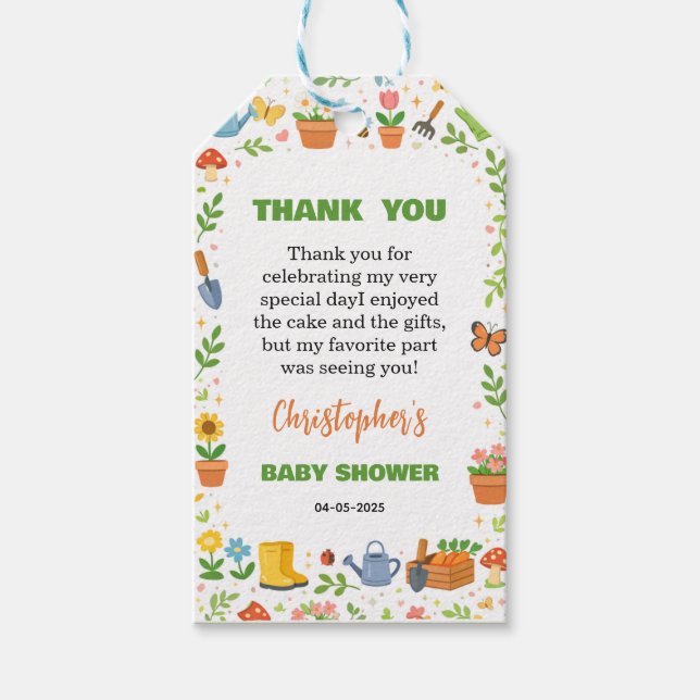 Baby in Bloom Garden Baby Shower | Cute Floral Geschenkanhänger (Vorderseite)