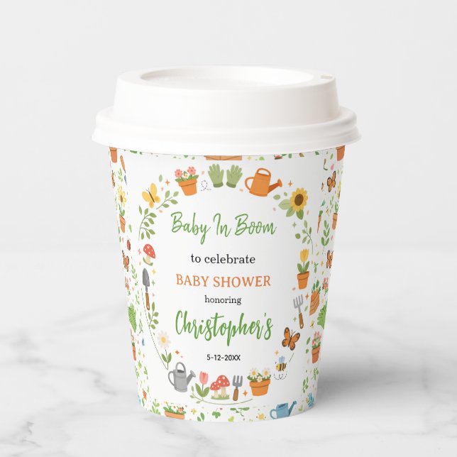 Baby in Bloom Garden Baby Shower | Cute Floral  Pappbecher (Vorderseite)