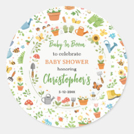 Baby in Bloom Garden Baby Shower | Cute Floral Runder Aufkleber