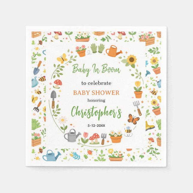 Baby in Bloom Garden Baby Shower | Cute Floral  Serviette (Vorderseite)