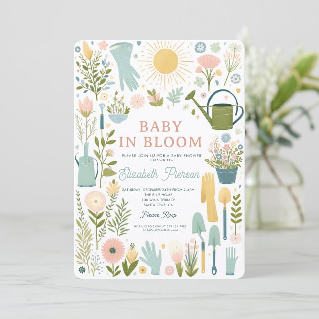 Baby in Bloom Garden Blume farbenfrohe Babydusche Einladung (Von Creator hochgeladen)