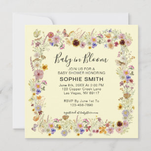Baby in Bloom Garden Party Butterflies Babydusche Einladung