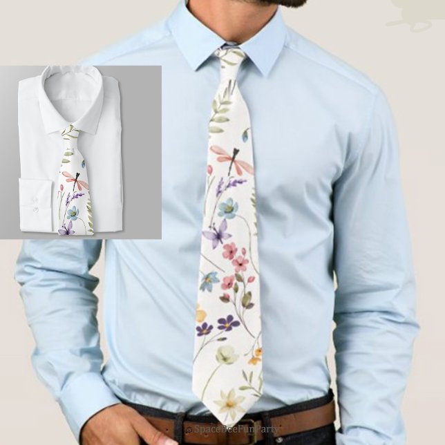 Baby in Bloom Garden Wildflower  Krawatte (Baby in Bloom garden wildflower necktie — a perfect accessory for dads-to-be celebrating a special b)